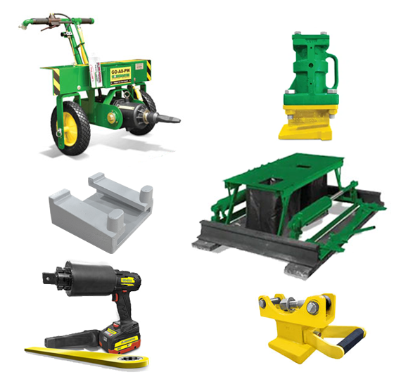 WORKMASTER industrial railcar gate openers, vibrators, brackets, and hopper car pocket unloader.